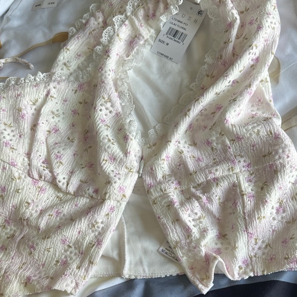 Lush Pink Floral Lace Trim Tank Top - Picture 6 of 7